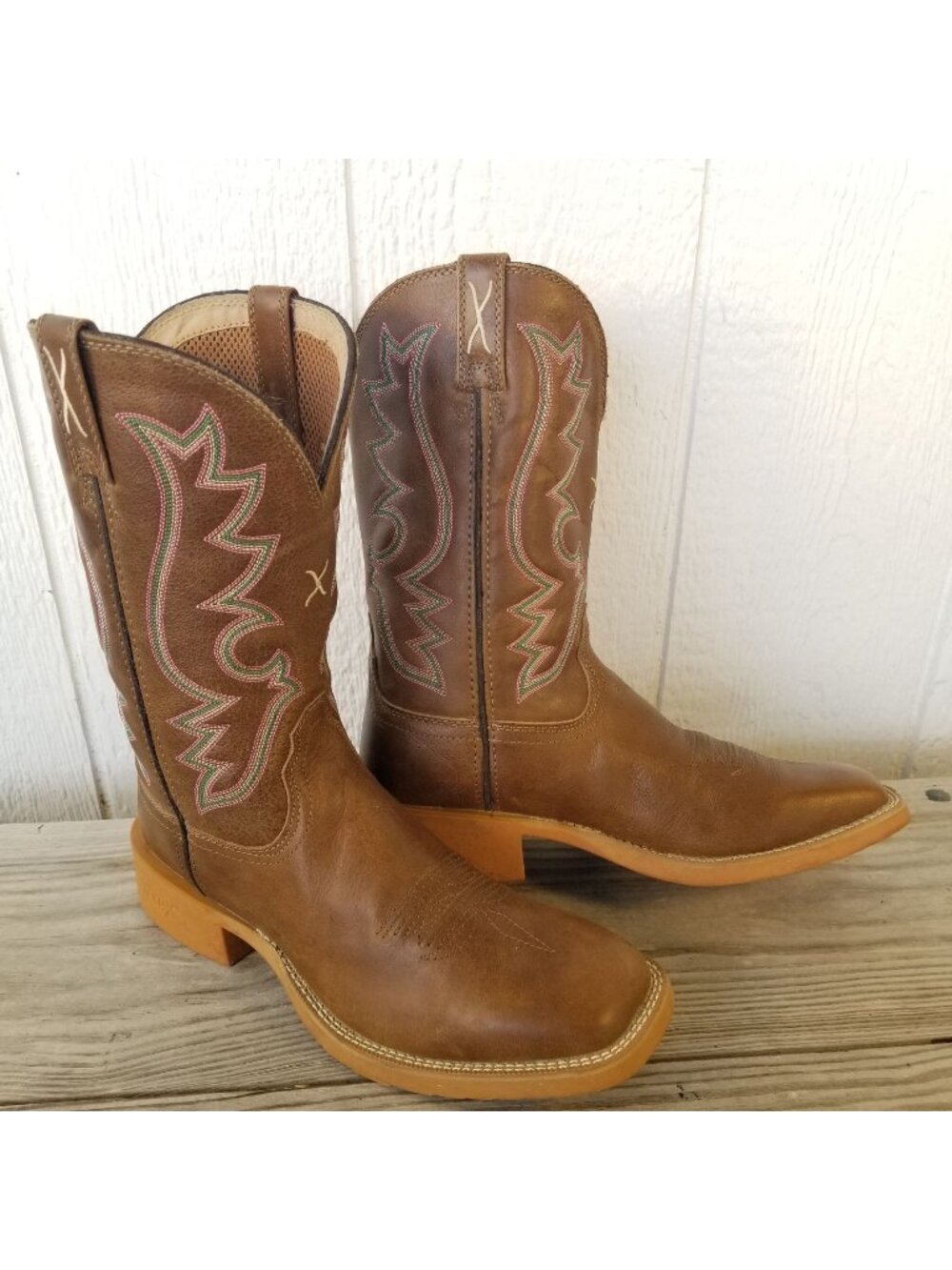 Twisted X Tech X Womens Pecan Leather Desert Paint Stitch Boots 9.5 B WXTR002